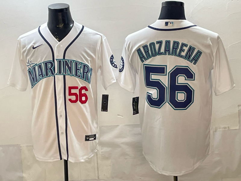 Men 2026 Seattle Mariners #56 Arozarena white Nike MLB Jersey 009